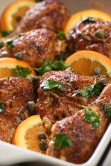 Fried chicken with oranges