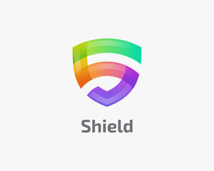 Creative colorful letter s shield logo
