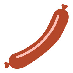 Cooked sausage meat link or wiener dog flat vector icon for food apps and websites