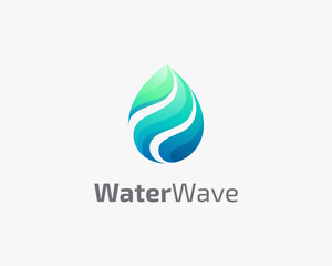 Water drop and wave logo