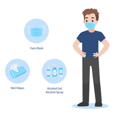 Things to take with when go outside, people wearing a surgical mask, Health care concept.