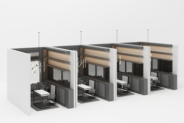 working room mock up in modern classic style with grey furniture tone on white background 3d rendering