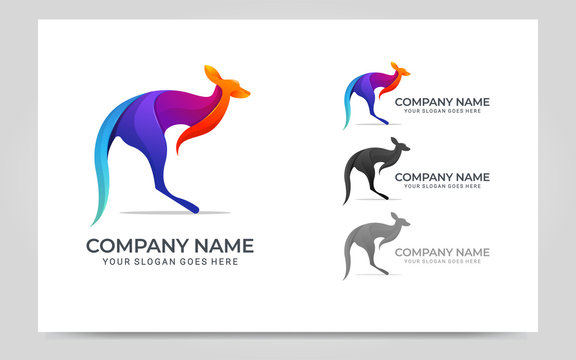 Colorful modern kangaroo logo design. Editable logo design. Vector graphic illustration