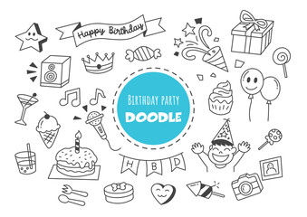birthday party kawaii doodle