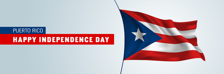 Puerto Rico happy independence day vector banner, greeting card