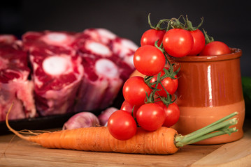 Ingredientes para receta de carne y verduras