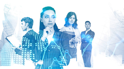 Diverse traders team in city, stock market