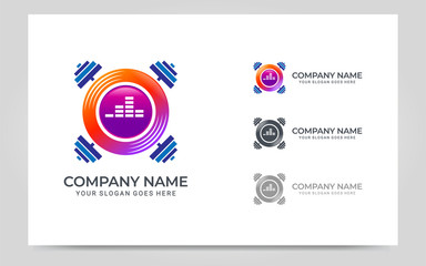 Modern gym music logo design. Editable logo design. Vector graphic illustration