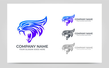 Strong cat abstract logo design. Editable logo design. Vector graphic illustration