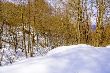 Beautiful snow-packed mountain road