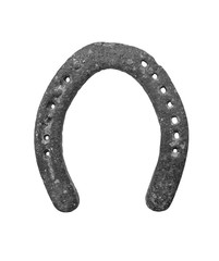 Old rusted and worn horseshoe isolated, including clipping path