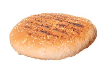 Piece of bun on white background