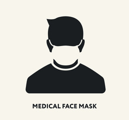 Medical Respiratory Virus Face Mask. Coronavirus Epidemic Pandemic Protection. Flat Vector Icon.