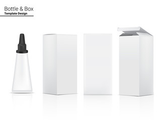Tube Mock up Realistic Cosmetic and Box Side for Skincare merchandise on isolated White Background Illustration. Health Care and Medical Concept Design.