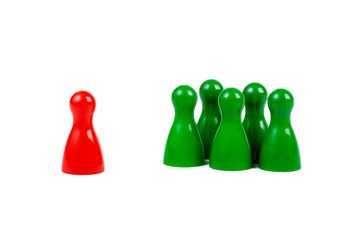 Simple odd one out, individualism, alienation, separated from the group or group leader abstract...
