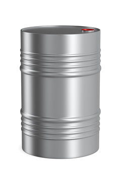 metallic barrel on white background. Isolated 3D illustration