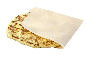 fried tortilla hychiny on white background