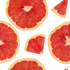 Seamless pattern of a grapefruit texture isolated on white.