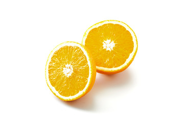 fresh orange fruit half isolated on white