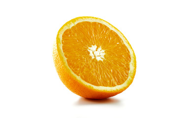 fresh orange fruit half isolated on white