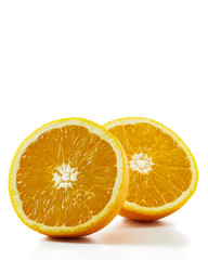 fresh orange fruit half isolated on white