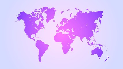 Stylish World Map Colorful & Beautiful - Purple Pink Color