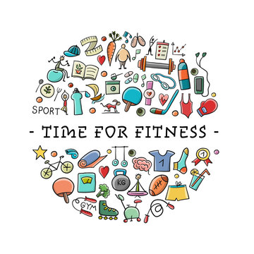 Healthy Lifestyle Background. Sport and activity. Fintess design elements. Place for your text.