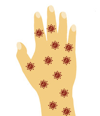 prevention concept with Icon pandemic of coronavirus or virus is danger sign warning, prevention logo and quarantine for viruscorona,virus, covid-19 and wuhan virus, illustration  with clipping path