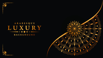 
Luxury ornamental mandala design background  with golden arabesque pattern arabic islamic east style