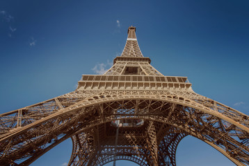 A Close Up View Of Eiffel Tower In Paris, France. The Tower Was Named After The Engineer Gustave Eiffel, Whose Company Designed And Built The Tower