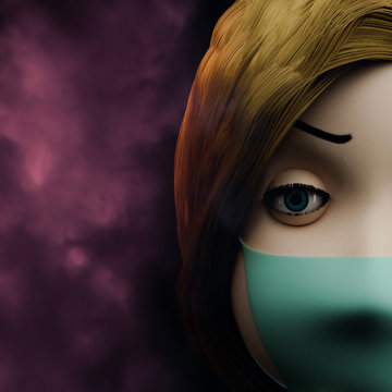 3D rendering masked woman.