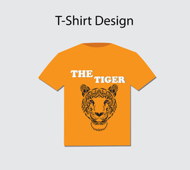 T-shirt design with Tiger theme vector illustration.