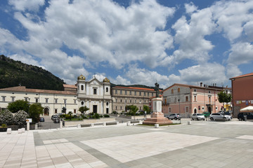 Images  of the square of Cerreto Sannita, a village in the province of Benevento in Italy