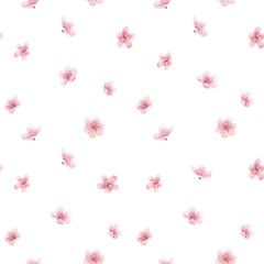 Beautiful floral summer seamless pattern with watercolor field abstract flowers. Stock illustration.