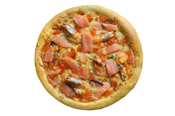 seafood pizza isolated on white background