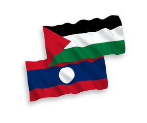 Flags of Palestine and Laos on a white background