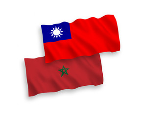Flags of Morocco and Taiwan on a white background