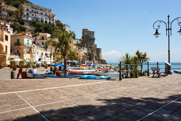 Fototapeta na wymiar Torre medievale nel Paese di Cetara sulla Costiera Amalfitani, Campania, Italia