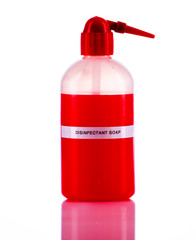 disinfectant, sanitizer in plastic packaging on a white background