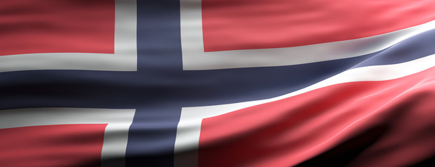 Norway national flag waving texture background. 3d illustration