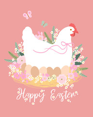 Vector colorful Happy Easter postcard