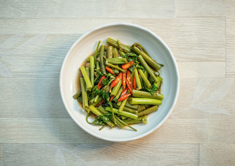 Fried morning glory Thai food