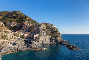 Cinque Terre coast and small towns with vibrant colorful houses in La Spezia, Italy