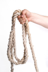 Rope in male hand