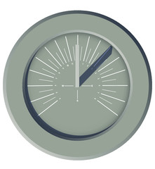 A vector illustration of a modern sundial clock made of stone with white markings on an isolated white background