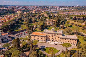 Panoramic view of old aerial city Rome from Saint Peters Square in Vatican