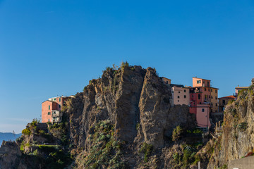 Fototapeta na wymiar Cinque Terre coast and small towns with vibrant colorful houses in La Spezia, Italy