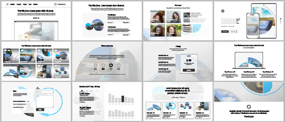 Presentation design vector templates, multipurpose template for presentation slide, flyer, brochure cover design with abstract circle banners. Social media web banner. Social network photo frame.