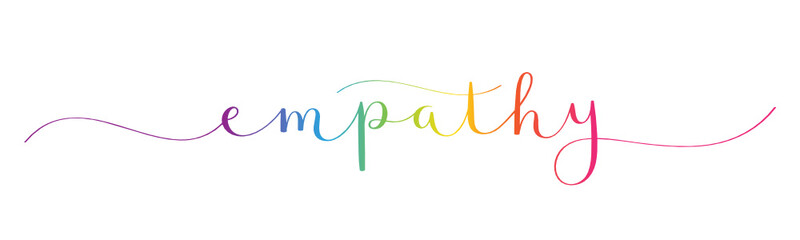 Fototapeta na wymiar EMPATHY rainbow-colored vector brush calligraphy banner with swashes