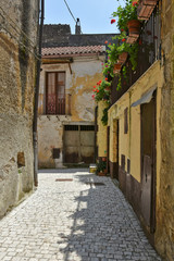 A narrow street in Castel Campagnano, a village in the province of Caserta in Italy
